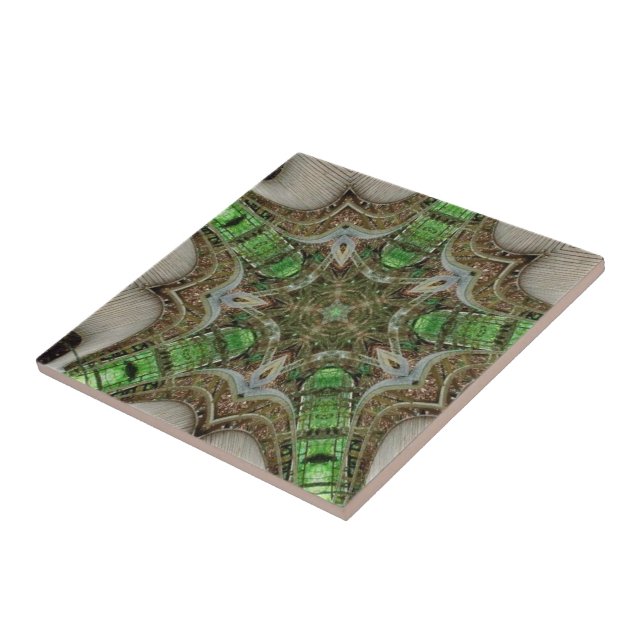 Carreau Pierres en céramique en bois vert émeraude d'art g (Côté)