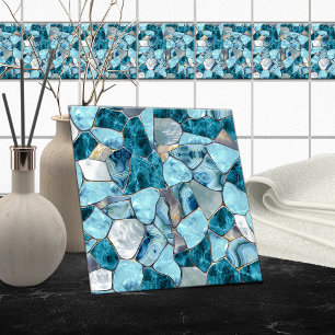 Carreau Pierres gemmes bleu cellules abstraites