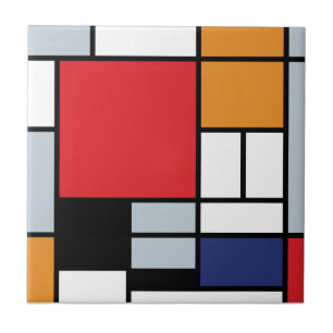 Carreau Piet Mondrian - Composition avec un grand plan rou