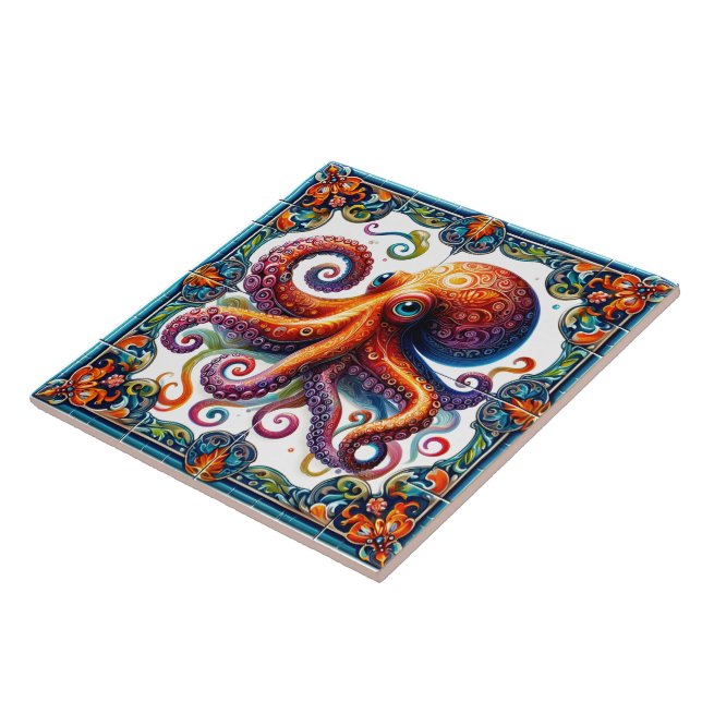 Carreau Pieuvre Vibrante Art Carrelage Représentant La Vie (Côté)