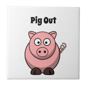 Carreau Pig Out Pink Pig Cartographier, Funny BBQ Hog Desi