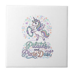 Carreau Pilates de Licorne et Poussière de Fée sur Fond Bl