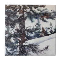 Pin d'hiver et dérive de neige paysage Carrelage