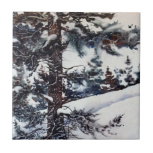 Carreau Pin d'hiver et dérive de neige paysage Carrelage