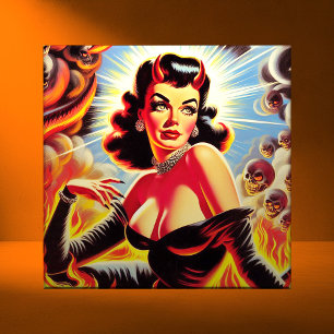 Carreau Pin-up diabolique rétro
