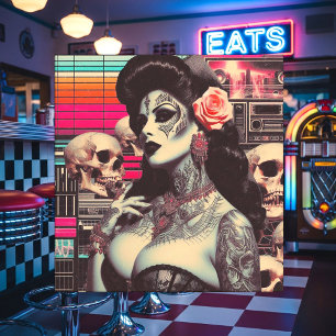 Carreau Pin-up effrayant Synthwave
