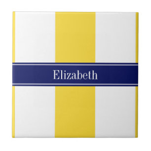 Carreau Pineapple White XL Stripes, Navy 5c Nom Monogram