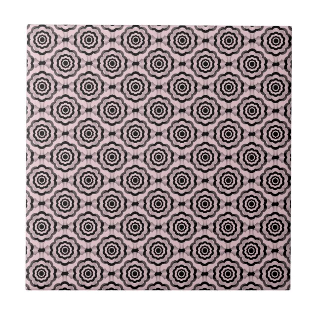 Carreau Pink Black Flower Seamless Pattern (Devant)
