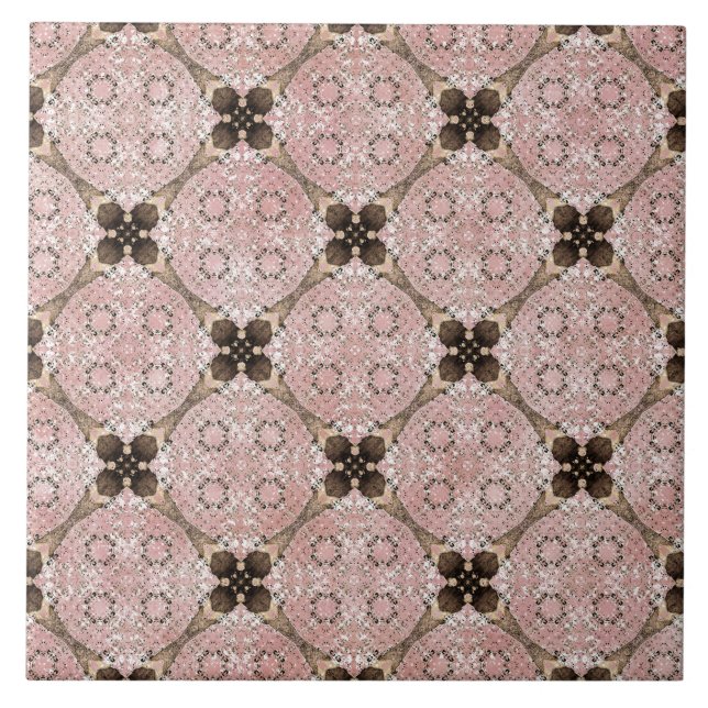 Carreau Pink, Grey, Bronze Vintage Flower Motif (Devant)
