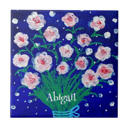 Carreau Pink Roses Floral Customized Ceramic Tile