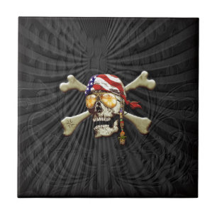 Carreau Pirate crâne et os croisés