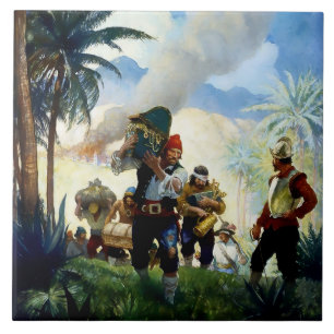 Carreau "Pirates et pillage" par NC Wyeth