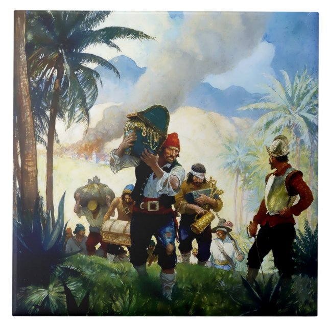 Carreau "Pirates et pillage" par NC Wyeth (Devant)