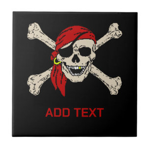 Carreau Pirates Skull personnaliser ajouter du texte, Tile