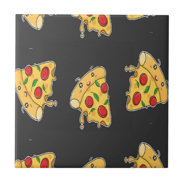 Carreau Pizza tranches de nourriture caractère motif (Devant)