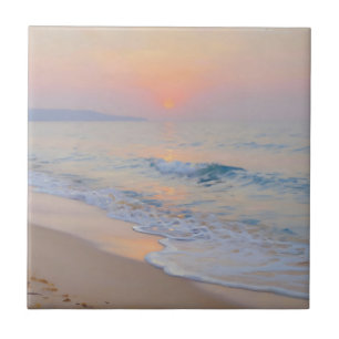 Carreau Plage de coucher de soleil serein océan lumineux