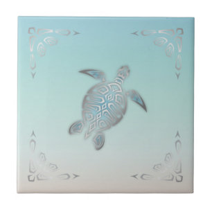Carreau Plage de Tortue de Mer Argentée de Style