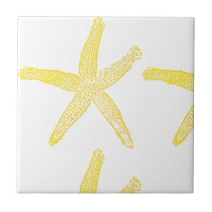 Carreau Plage étoile de mer jaune couleur vive cadeau 