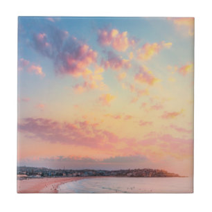 Carreau Plage rose soleil ciel doré belle vacances