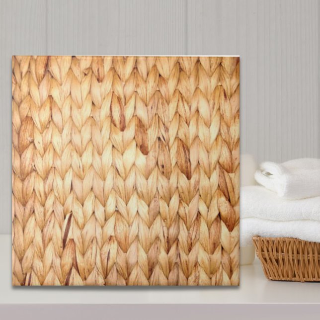 Carreau plage rustique île tropicale tissée (rustic beach tropical island woven wicker ceramic tile)
