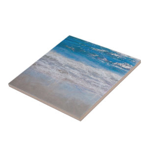 Carreau Plage Thème Bleu Bleu Océan Blanc Vagues Nautiqu