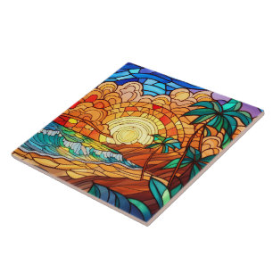 Carreau plage tropicale Art de verre