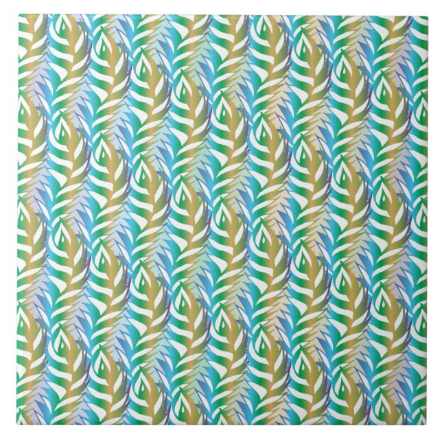 Carreau Plage turquoise motif en plume amusante. (Devant)