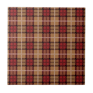 Carreau Plaid de pixel en rouge et or