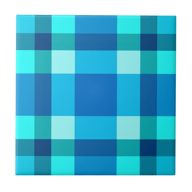 Carreau Plaid Moderne Du Milieu Du Siècle, Bleu Cobalt & T (Devant)