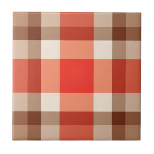 Carreau Plaid Moderne Du Milieu Du Siècle, Coral Orange, B