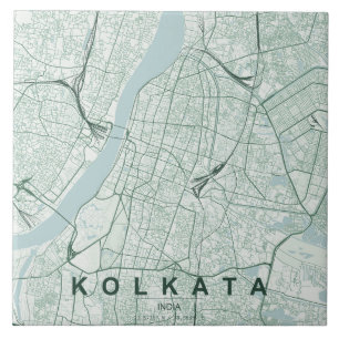 Carreau Plan de la ville de Kolkata en Inde, design minima