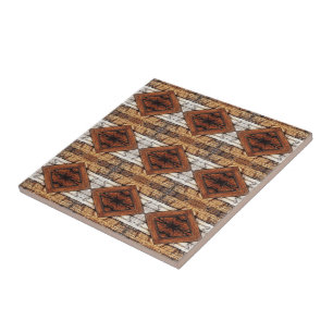 Carreau Planches de bois patiné en motif diamant multimédi