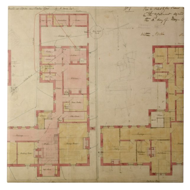 Carreau Plans pour la Chambre rouge, bruyère de Bexley, (Devant)