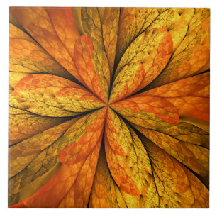 Carreau Plante d'automne, Abstrait moderne Fractal Art Lea