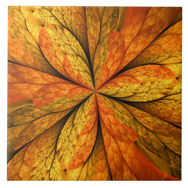 Carreau Plante d'automne, Abstrait moderne Fractal Art Lea (Devant)