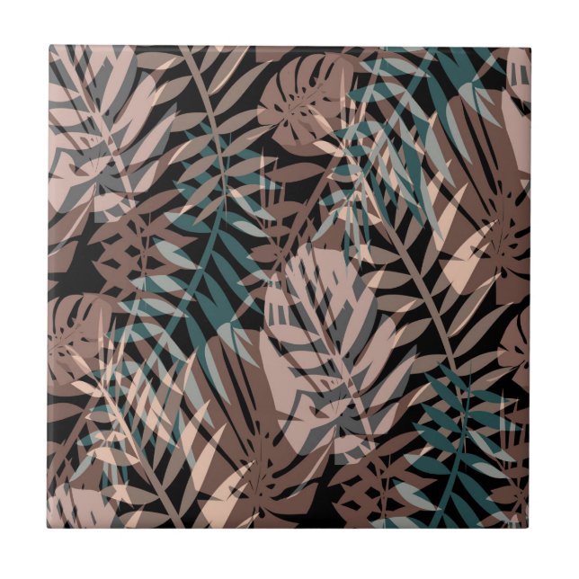 Carreau Plantes tropicaux, jungle, tropiques, beige, feuil (Devant)