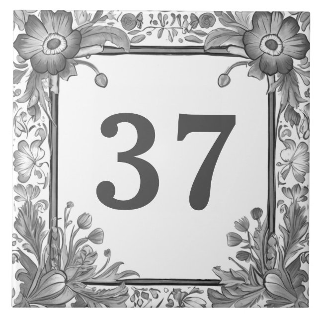 Carreau Plaque d'affichage Gris & Blanc Floral Custom Hous (Devant)