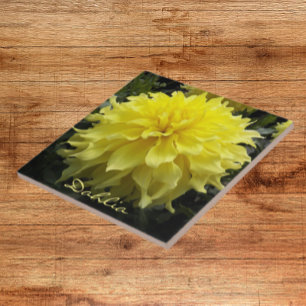 Carreau Plat Dîner Jaune Dahlia Floral