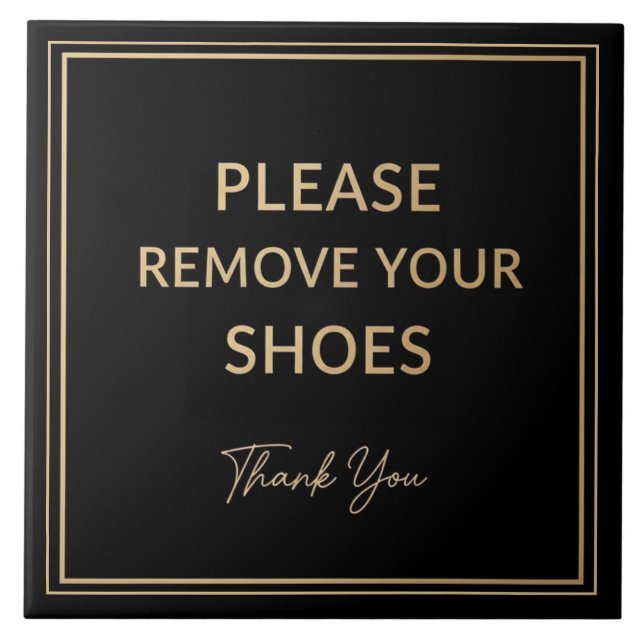Carreau Please Remove Your Shoes Sign black and gold (Devant)