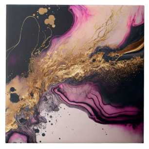 Carreau Plink Black Gold Parties scintillant marbré Agate 