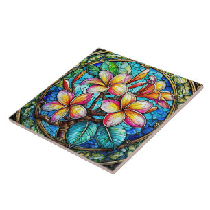 Carreau Plumeria en verre tendu