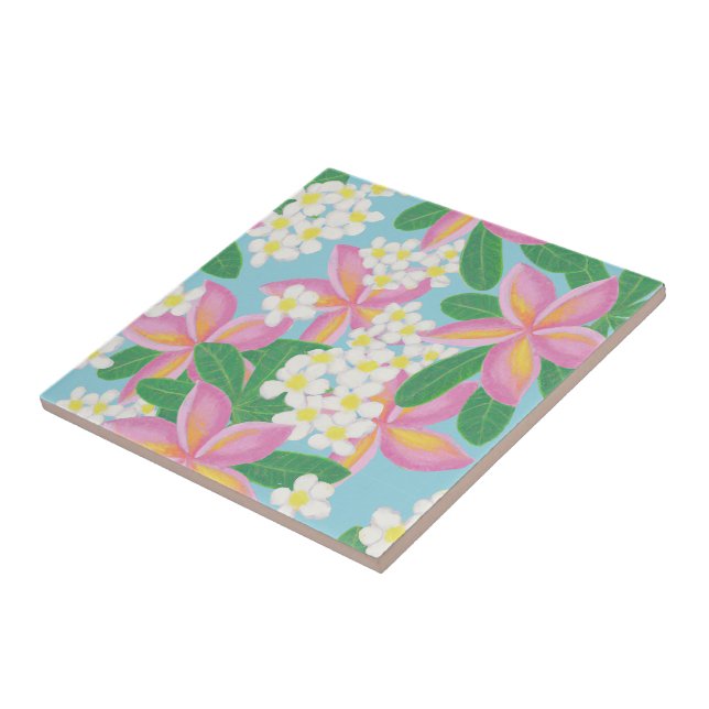 Carreau Plumeria sans couture Motif art imprimé (Côté)
