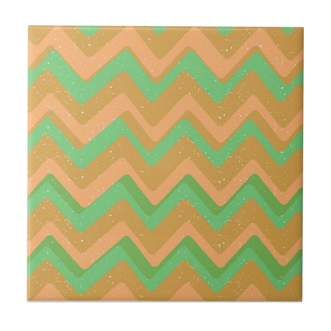 Carreau Poche verte Géométrique Chevron Zig Zag Motif (Devant)