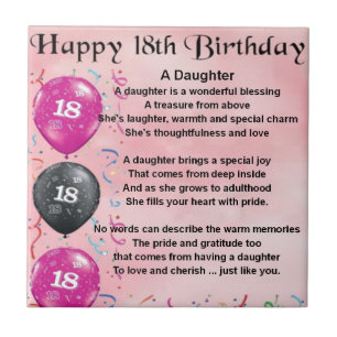 Carreau Poème de fille - 18ème anniversaire