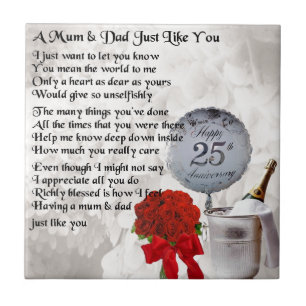 Carreau Poème de maman et de papa - 25ème anniversaire de