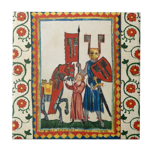 CARREAU POÈTE ALLEMAND COMME MINIATURE MÉDIÉVALE DE LA NUI (Devant)