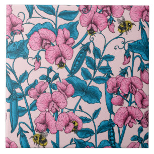 Carreau Pois doux et bourdons, rose et bleu