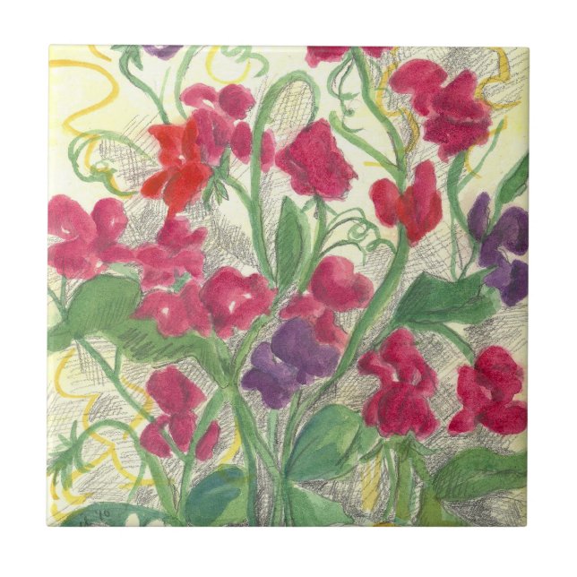 Carreau Pois rose doux Aquarelle Fleur Jardin Carrelage Ar (Devant)