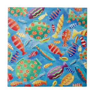 Carreau Poisson Aquarelle tropicale Corail Reef