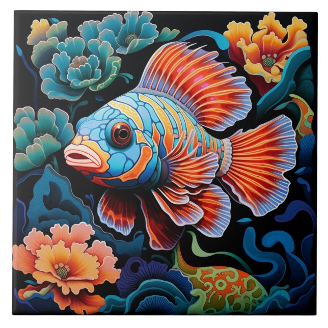 Carreau Poisson coloré exotique (Devant)